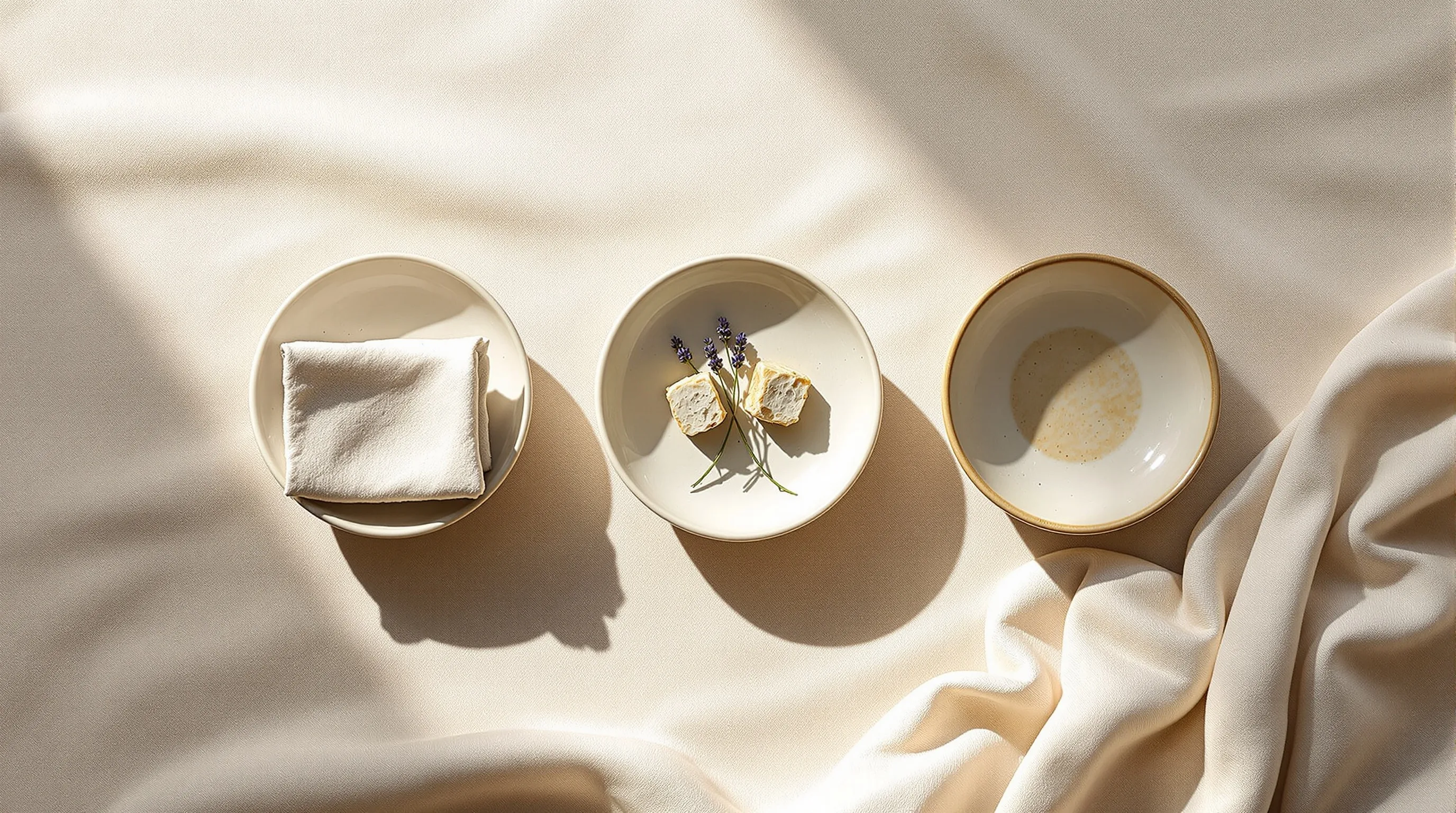 Three vessels in warm light