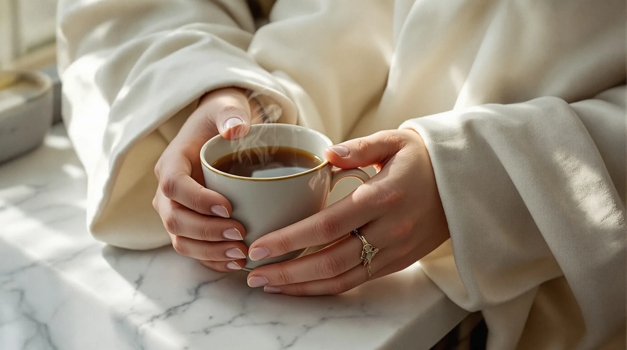 Morning light on a ceramic mug